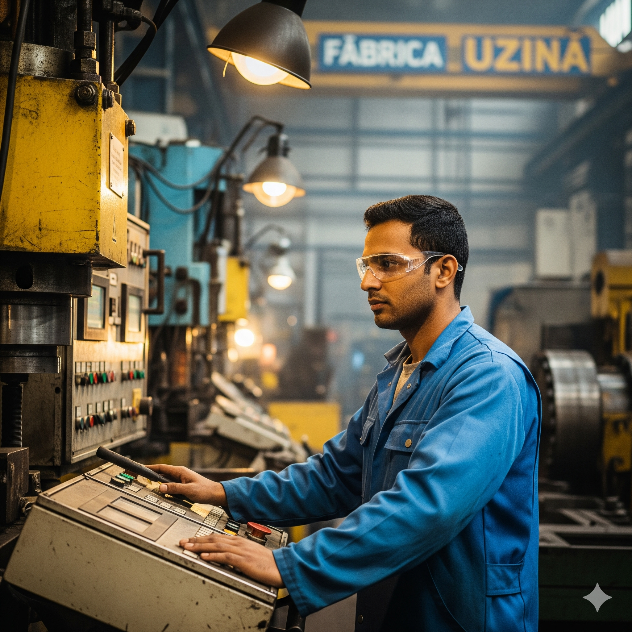 Factory workers in Romania